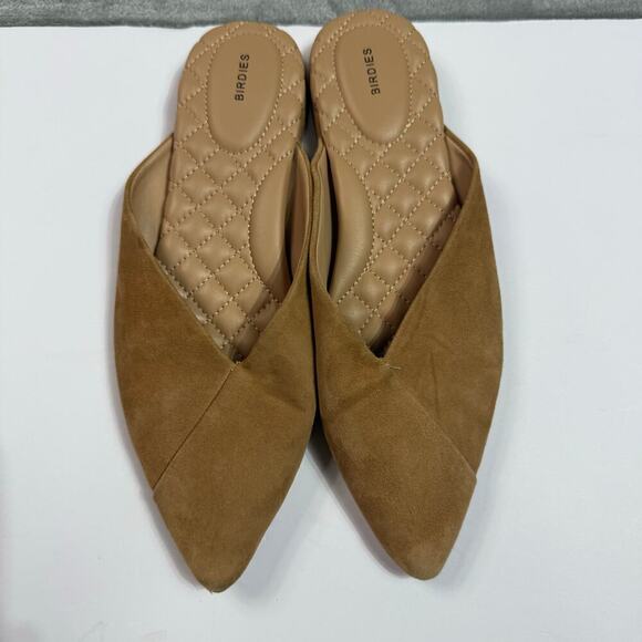 Birdies The Swan Golden Oak Suede Pointed Toe Mule Size 8.5 Slipon Comfort READ - Picture 4 of 16